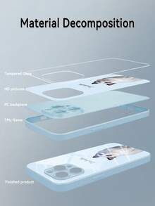 1 Stück individuell gestaltbares Katzen- und Hunde-Haustier-Charm-Design, kreativ, süß, modische Glas-Handyhülle, kompatibel mit Samsung S24 Ultra/S25 Ultra und 17 Pro Max/16 Pro/15/14 Plus/13 Pro/12 Pro Max/11/Xs Max/8/7/6 Plus, perfektes Geschenk für Freunde, Eltern, Freund, Freundin, niedlich, süßer Stil - Blau - Übersicht 7