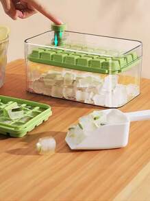 1 Set A Key To Take Off The Mold Ice Compartment Ice Storage Box Double Layer Press Ice Box Single Square Ice Cube Mold Household Storage Box