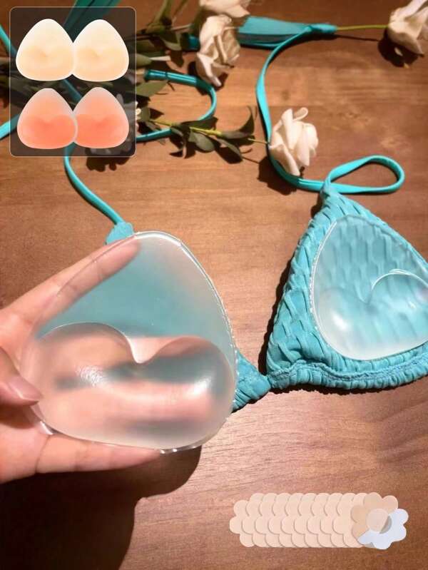 1 par de insertos de sujetador reutilizables de silicona - Almohadillas push-up invisibles para ropa de baño y lencería, realzadores suaves y gruesos para un levantamiento natural del busto, ideal para bikinis, vestidos y atuendos tipo halter