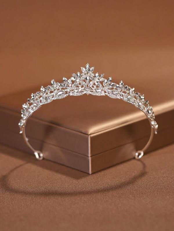 1 Peça Elegante Coroa de Casamento de Liga de Cristal, Adequada para Casamento Feminino, Acessórios para Festa de Aniversário