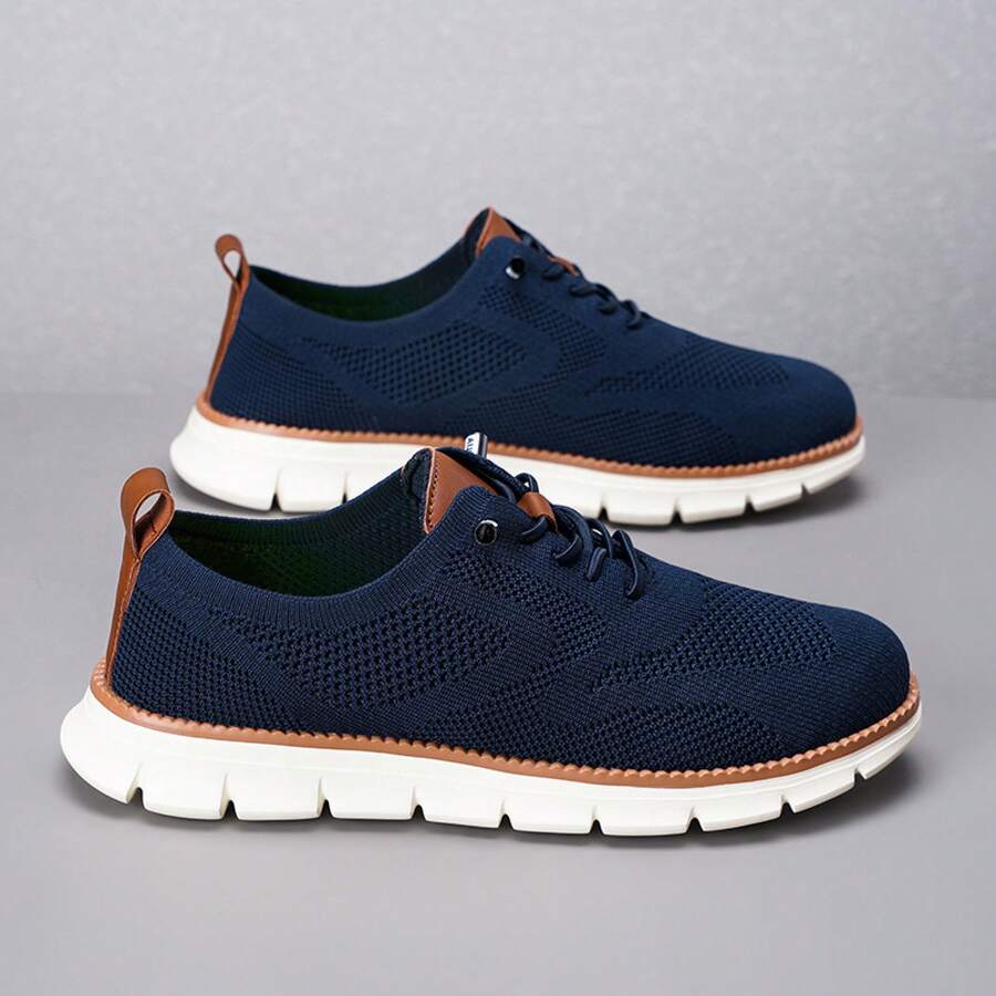 Plus Size Men's Shoes Breathable Mesh Breathable Casual Shoes Sports Men's Sports Casual Shoes - 深藍 - 查看 1