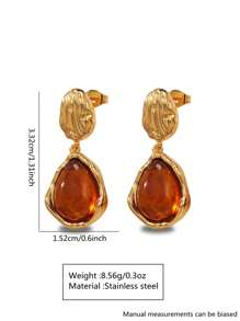 1 par de pendientes de acero inoxidable con forma geométrica en tonos granates, adecuados para que las mujeres los usen en fiestas o como regalo para amigos