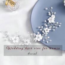 新款欧美畅销产品：欧美软陶花水晶发带、新娘发饰。 - 銀色 - 查看 3