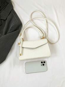 New Vintage Mini Square Bag, Unique Textured Design Crossbody Shoulder Handbag For Women - White - View 5
