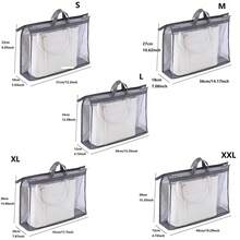 6pcs Transparent Non-Woven Fabric Tote Bags With Zipper And Handles, Garment Bag For Wardrobe Storage, Bag Accessories - Grey - View 6