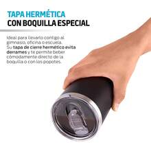 2 Botellas Aisladas de Acero Inoxidable de Doble Capa de 600ml con Tapa Sellada para Agua y Café, Incluye Pajita y Limpiador - Negro, blanco y plata - Ver 3