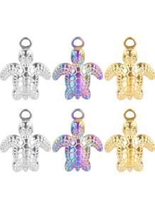 5 Stücke Platinierte Meerestier Schildkröten-Muschel-Seestern DIY Charms für Schmuckherstellung, Edelstahl Anhänger im Großeinkauf