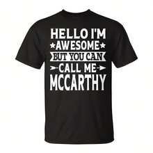 Camiseta del apellido McCarthy: Llámame Camiseta del apellido McCarthy de la familia McCarthy. Camiseta de algodón grueso de 220g con estampado de mariposa, adecuada para niñas y mujeres, de manga corta y cuello redondo, estilo inspirador, estética mona, estilo Y2K, adecuada para exteriores, familia, trabajo o uso casual diario. - Negro - Ver 1