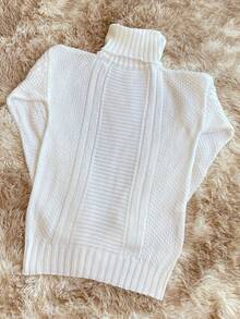 Women's Knitted Turtleneck Sweater – Comfort And Style For Winter - Putih - View 2