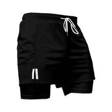 Kit 3 Dry Fit Thermal Training Shorts 2 In 1 With Cell Phone Pocket And Towel Holder Fitness Gym Shorts - White - View 2