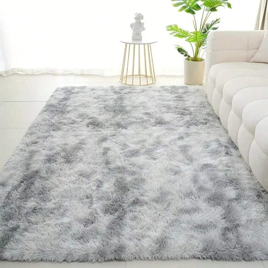 Super Soft Area Rugs For Living Room Fluffy Area Rugs With 4 Anti-Slip Rug Backing Grippers For Bedroom Non-Slip Plush Carpet For Playroom Soft Shaggy Rug For Nursery Fuzzy Rug For Dorm Room Cool Color Palette Rugs For Girs And Boys Decorate Your Home! - Nhuộm tie-dye màu xám - Xem 1