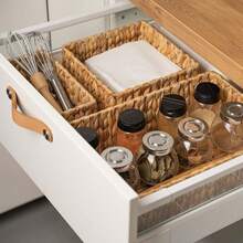 1/3 giỏ mây (cỡ nhỏ + vừa + lớn), bộ giỏ mây đan thủ công, dùng để đựng thực phẩm, trang trí ngày Valentine, màu xanh dương. - gừng - Xem 4