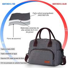 Bolsa de almuerzo aislada de gran capacidad con correa de hombro - Bolsa de tela Oxford para mujeres, impermeable, a prueba de fugas, adecuada para oficina, picnic, trabajo, camping, con función de aislamiento - Flor rosa - Ver 5