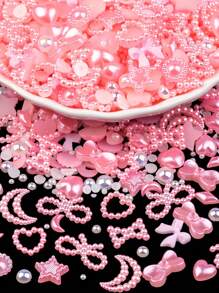 Assorted Mixed 1200 Pieces Mixed Pearl 3D Nail Decorations White Pink Multi-Shape Heart Moon Sun Bowknot Nail Decorations Flat Mixed Heart Star Bowknot Round Pearl Nail Beads For Women Nail Salon Leisure DIY Crafts Jewelry Accessories With Tweezers And Pick Up Pencil Middle Eastern Style Japanese And Korean Style Spring And Summer Supplies