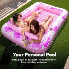 Sloosh-L/XL Inflatable Tanning Pool Lounge Float With Cup Holder, 70"X46"/85″ X 57″ Large Pool Floats Adult With Pillow, 4 In 1 Suntan Tub Raft Floatie, Sunbathing Bed Lounge Blow Up Ball Pit Party Gifts, Inflatable Sofa Pool, TikTokShopSummerTurnup - Purple - View 5