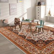 Homore Area Rugs For Living Room Boho Rug With Non-Slip Backing Machine Washable Carpet Low Pile Room Rug For Bedroom  Playroom Kitchen Dining Room Home Office - 橘色 - 查看 2