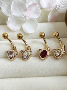 1pc Fashionable & Elegant Copper Alloy Owl Navel Piercing Ring, Gold Vacuum Electroplated Won't Fade, Suitable For Women's Daily, Party, Wedding, Mother's Day, Vacation Wear