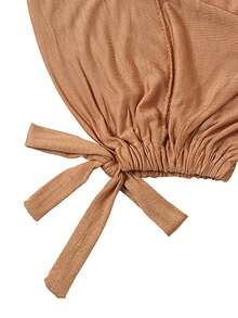 Women's Solid Color Elastic Band Adjustable Scarf Hat - Camel - View 4