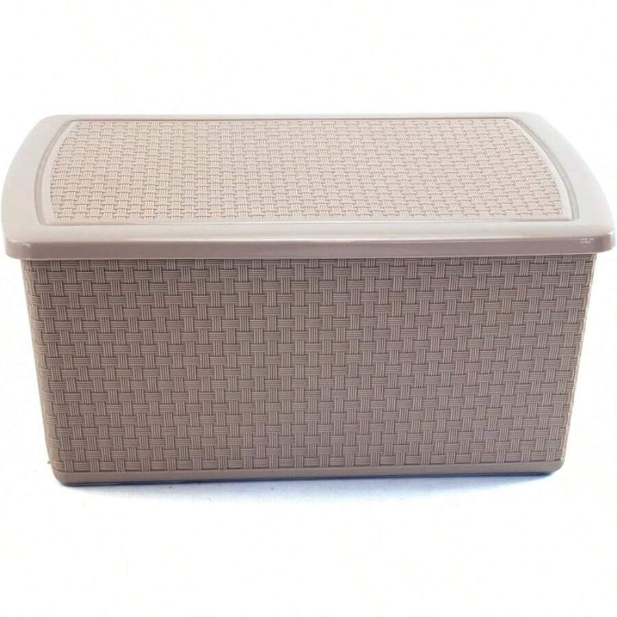 Juego de 3 cestas de almacenamiento de plástico de 22L, contenedores de plástico para la organización del hogar, cajas de plástico, cajas de almacenamiento, almacenamiento multifuncional para varios espacios - Beis - Ver 1