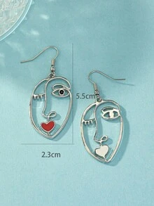 1 Pair Women's Asymmetrical Color Portrait Jewelry, Elegant Personalized Summer Beach Party Wedding Vacation Casual Back To School New Year Gift For Friends & Family - Yellow Gold - View 5