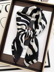 1条奢华品牌豹纹围巾，女士仿丝领巾，休闲百搭装饰小围巾，适合搭配连衣裙