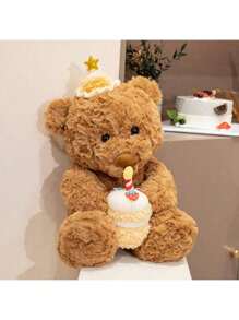 New Lane Family Birthday Cake Bear Plush Toy Cartoon Animal Hug Series Birthday Hat Gift Bear Hug Pillow, Soft Cute Home Sofa Bear Decoration To Accompany Children To Appease Dolls Colorful Easter Gifts To Male And Female Friends Birthday Gift (Because The Fabric Is Batch Production, There Will Be Some Faint Color Difference, The Real And Publicity Pictures Close)