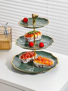 1 pieza Soporte de 3 niveles para postres y cupcakes, plato de plástico multinivel para frutas, soporte estilo europeo para dulces para fiestas de cumpleaños, bodas y ceremonias de graduación - Multicolor - Ver 15
