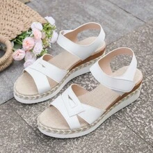 Sandales compensées à sangles ajustables à boucle et à boucle pour femmes, convient pour les voyages à la plage