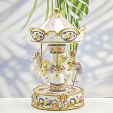 欧式旋转木马音乐盒，家居装饰，毕业礼物，生日派对，母亲节礼物 - 彩色 - 查看 3