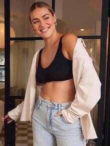 Fruit Of Loom Women's Front Closure Cotton Bra - 黑色/麻灰色 2 件裝 - 查看 4