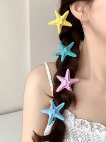 5pcs Star Hairpins - Bohemian Beach Hairpins With Soft Color Block Designs, Light Plastic Hairpins For Women, Cute Animal Hairpins With Bangs And Chinons, Cute Hairpins, Bangs Management, Fun Aesthetics.