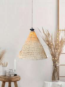 Hand Woven Rope Lampshade, Bohemian Style Hanging Decorative Pendant For Homestays, Restaurants,Bedrooms, Living Rooms, Balconies, Rustic Fabric Design, No Electricity Needed