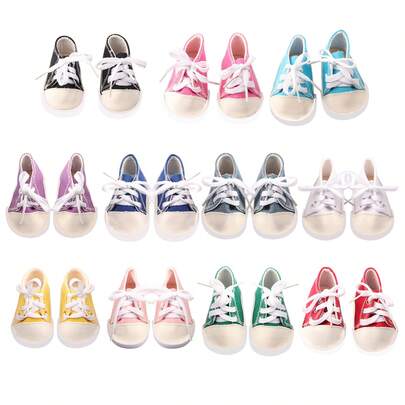 1 Pair Doll Shoes, Doll Canvas Sneakers, Fashion Solid Color Athletic Shoes, Suitable For 18 Inch Reborn Baby Dolls, Girls 3+ Years Old, Students, Children Toy Doll Accessories, Birthday Gift, Holiday Party