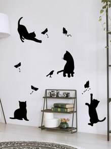 1pc Cat Pattern Wall Sticker, Stickers, Wall Decal, Vinyl Decal For Home Decorations, Spring Decoration Items Refresh Your Home, Festival Decoration Stickers Gifts Birthday Graduation