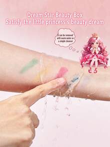 1pc Children Realistic Makeup Set, Girls Princess Makeup Carry Case, Performance Cosmetic Kit, Lip Gloss & Eyeshadow Gift Box, Makeup Treasure Chest Multilayer Gift Set, Girls Birthday Gift