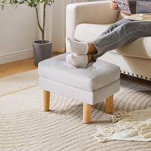 YMYNY Small Footstool Ottoman, Faux Leather Footrest With Sponge Padded Seat, Step Stool, Removable Soft Sofa Stool, Modern Change Shoes Stool 16.34" D * 12.4" W*12.6" H Gray UHBD041G