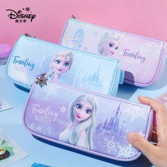 Disney 艾莎笔袋，小学生大容量文具袋，儿童简约铅笔袋，女孩专用文具盒，返校季，学习用品，铅笔盒，铅笔袋，书包
