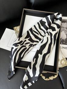 1条奢华品牌豹纹围巾，女士仿丝领巾，休闲百搭装饰小围巾，适合搭配连衣裙