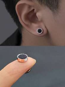 1 pieza Pendientes magnéticos de piedra azul sencillos y de moda, adecuados para que los hombres los usen a diario, en festivales y banquetes