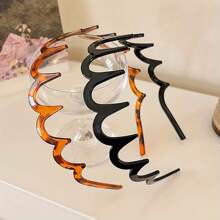 4pcs Solid Color Wave Headbands Set For Women, Daily Wear, Anti-Slip Teeth Design, Multi Colors, Minimalist & Versatile Hair Accessories,Hairband,Hair Hoop ,Zig Zag Headband ,Animal Print