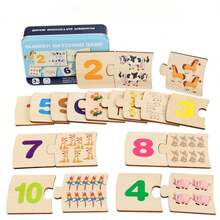 早教木制配对玩具套装，动物、形状、食物配对益智棋盘游戏，适合3-6岁儿童，生日、返校、圣诞节和新年礼物