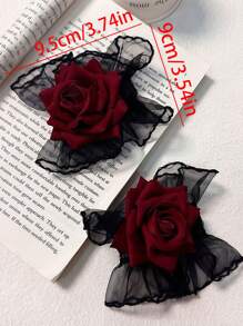 1 Paar Spitze Rose Ärmel, Gothic Lolita Stil Rose Handstulpen