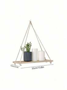 SHEIN X Milania 1/2/3pcs Minimalist Weaving Wall Hanging, Plant Hanger Indoor Hanging Plante,Hanging Shelves For Wall, Rustic Wood Farmhouse Rope Shelf,Boho Fabric Woven Storage Board Tapestry Hanging Shelf Design Hanging Decoration For Home Decoration For Bathroom, Office, Veranda, Bedroom, Living Room And More