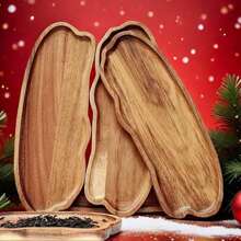 1/2pcs Wood Serving Tray, Wooden Fruit Plate, Solid Wood Dessert Plate, Multi-Functional Snack Dish, Decorative Food Tray, Washable Serving Platter, Coffee Cup Tray, Tea Cup Tray, Cheese Board For Home, Innovative Bread Tray, Room Decoration, Kitchen Decoration, Service TraySuitable For Family Gatherings, Friends Party Tray And Christmas Gatherings