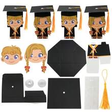5/10/30 piezas Cajas de regalo para fiesta de graduación DIY, cajas con forma de birrete de graduación, cajas para dulces, cajas de embalaje de regalos para amigos - Multicolor - Ver 3
