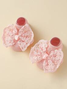 3pcs/Set Lace Bow Headbands & Anti-Slip Soft Socks Set, Cute For Party, Photo Shooting And Daily Wear - Multicolor - View 11