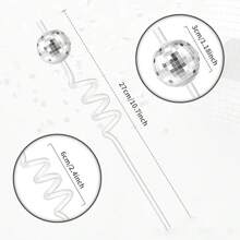 2/6/12 piezas Pajitas reutilizables decoradas con diseño de bola de discoteca, pajitas espirales de espejo adecuadas para fiesta de discoteca, fiesta de cumpleaños, boda, decoración navideña