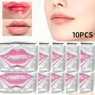 10 片/包唇膜保湿滋润胶原蛋白丰唇凝胶唇贴