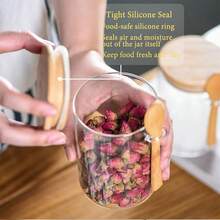 Tarros de vidrio con tapa hermética y cuchara, recipientes de vidrio para almacenamiento de alimentos, recipientes de avena con tapas, tarros decorativos de cocina para azúcar, especias, 530 ml (3pcs) - 750 ml - Ver 3