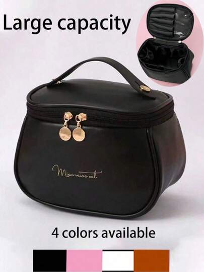 1 件多功能化妆包，防水洗漱包，大容量化妆品收纳包，PVC 化妆刷收纳包，便携式旅行收纳包，Ins 风格，防刮，适合夏季收纳，毕业礼物，内含彩色铅笔、眼影刷、卫生巾收纳袋、口红袋、化妆刷、眼影镜、眼线笔、唇彩、护肤品